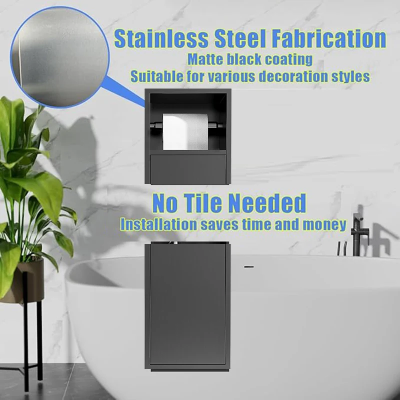 Double-Layer Toilet Paper Holder Niche Two-in-One