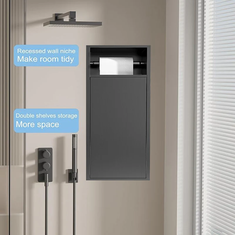 Double-Layer Toilet Paper Holder Niche Two-in-One
